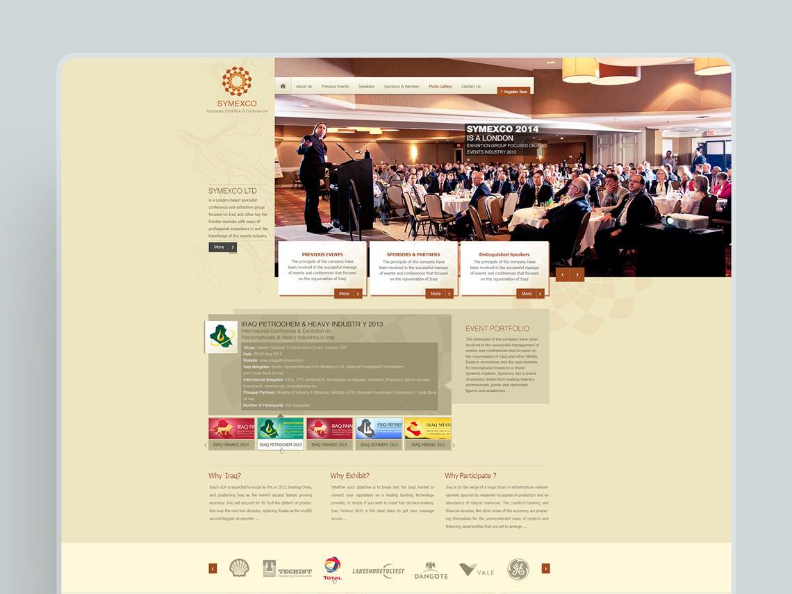 طراحی گرافیک وب، طراحی رابط کاربری و تجربی وب سایت سیمکسکو، برگزارکننده همایش ها و نمایشگاه های تخصصی مستقر در لندن